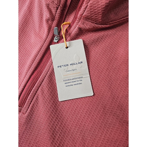 Peter Millar Men's Cape Red Perth Oval Stitch Performance 1/4-Zip Size Small New - Picture 4 of 11